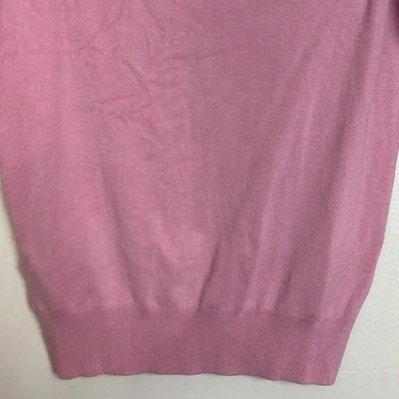 Zara High Collar Turtleneck Fine Ribbed Knit 3/4 Sleeve Sweater in Pink - Picture 14 of 14